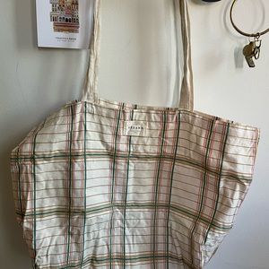 Tote bag Sezane beige & pink and green lines